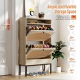 thumbnail image 3 of Shoe Storage Cabinet with 2 Flip Drawers, 31.5" Slim Freestanding Shoe Rack with USB Ports & Outlets, Rattan Style Organizer for Entryway or Hallway - Natural, 3 of 6