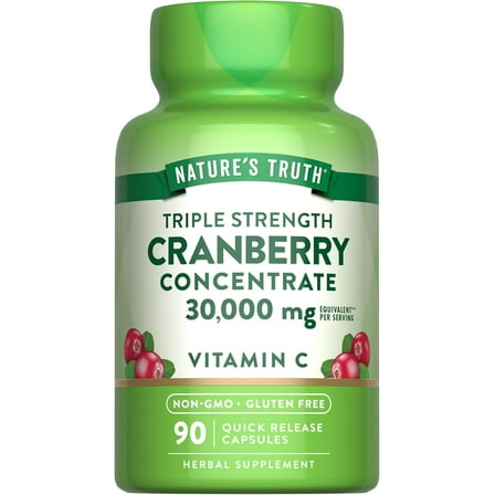 Cranberry Concentrate Capsules 30,000mg | Plus Vitamin C | Triple Strength | by Nature's Truth