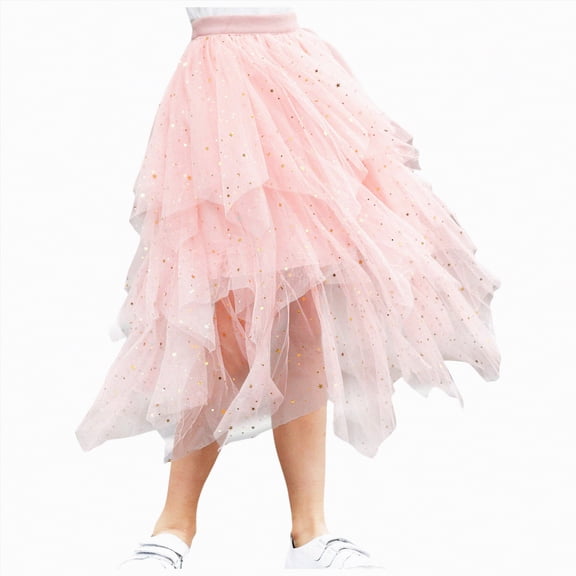 Kogui Rainbow Tutu for Girls Girls Layered Tulle Tutu Skirt with Lining,Princess Ballet Dance Dress for Girls 5T 6T (Pink,5-6 Years)