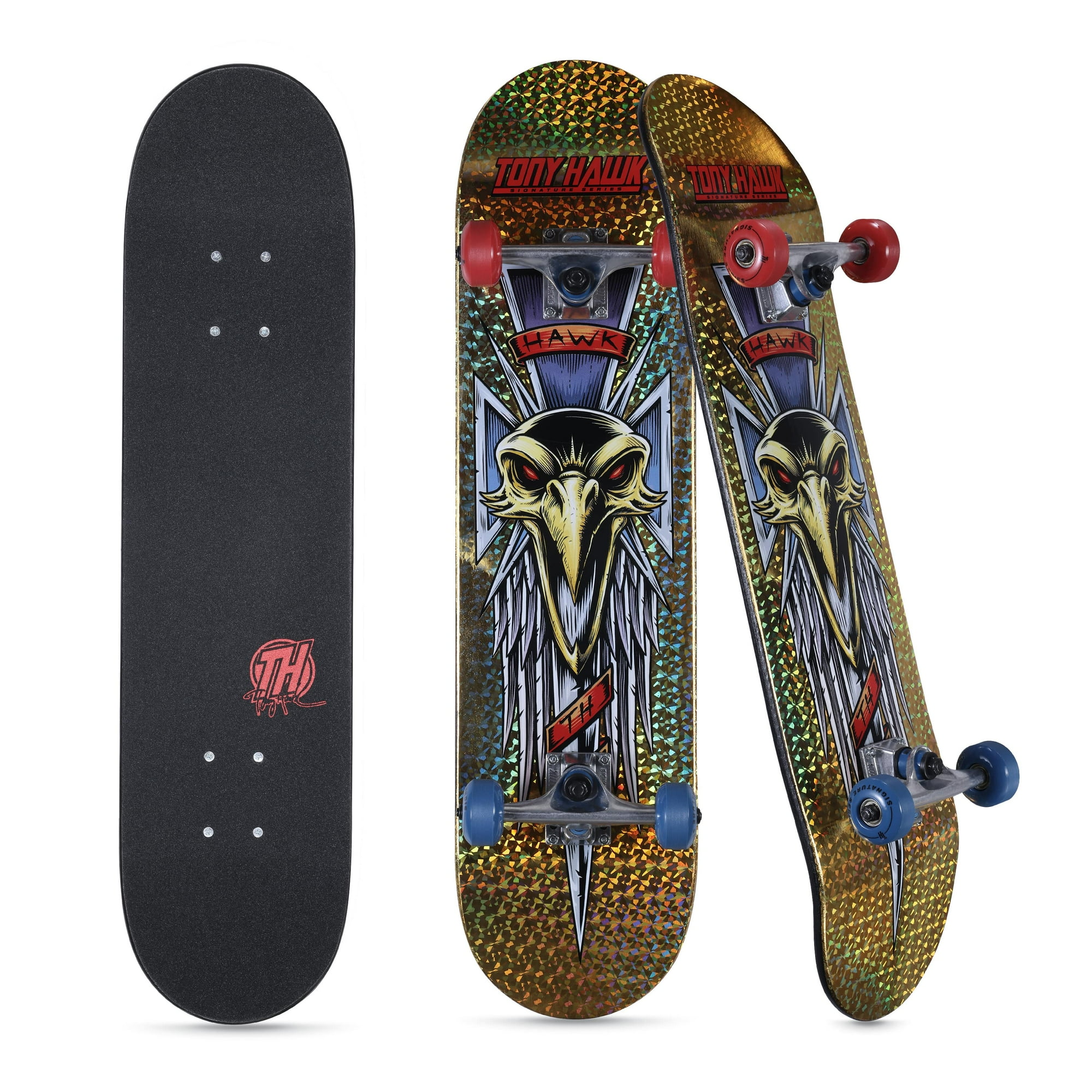 Tony Hawk 31-Inch Metallic Gold Hawk Dagger Popsicle Skateboard with 50mm x 30mm Wheels for Kids Ages 5+