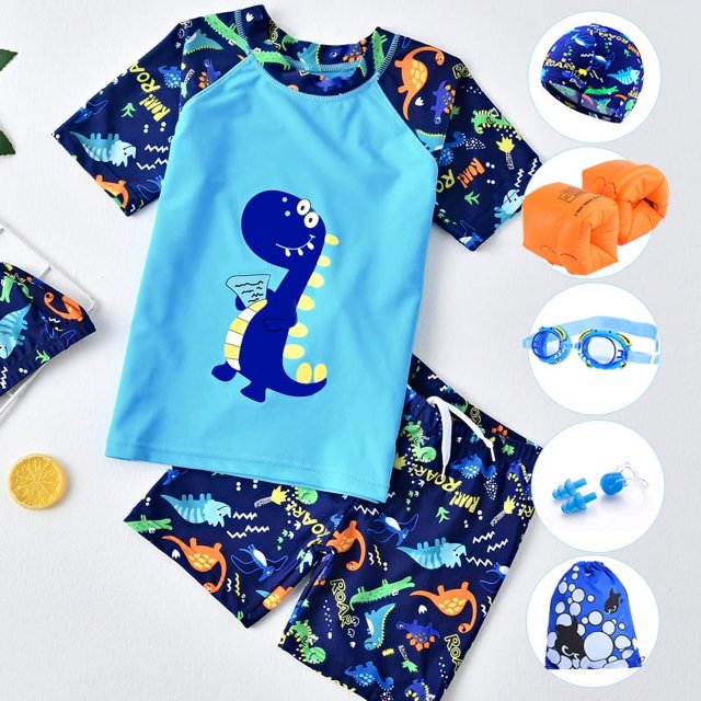 Trajes de baño para niños y niñas, trajes de baño para bebés pequeños, medianos y grandes, con dibujos animados, con abertura, para estudiantes