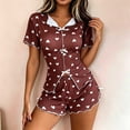 thumbnail image 5 of hotojiny Women's Pajamas Sets Bow Short Sleeve Heart Pjs Shirt Two Piece Sleepwear Cute Hot Pants Casual Lounge Sets, 5 of 5