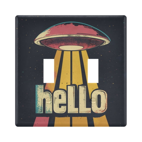 Yayeee Toggle Light Switch Wall Plate 2-Gang 4.56"x4.48" Decorative Outlet Cover, Red UFO