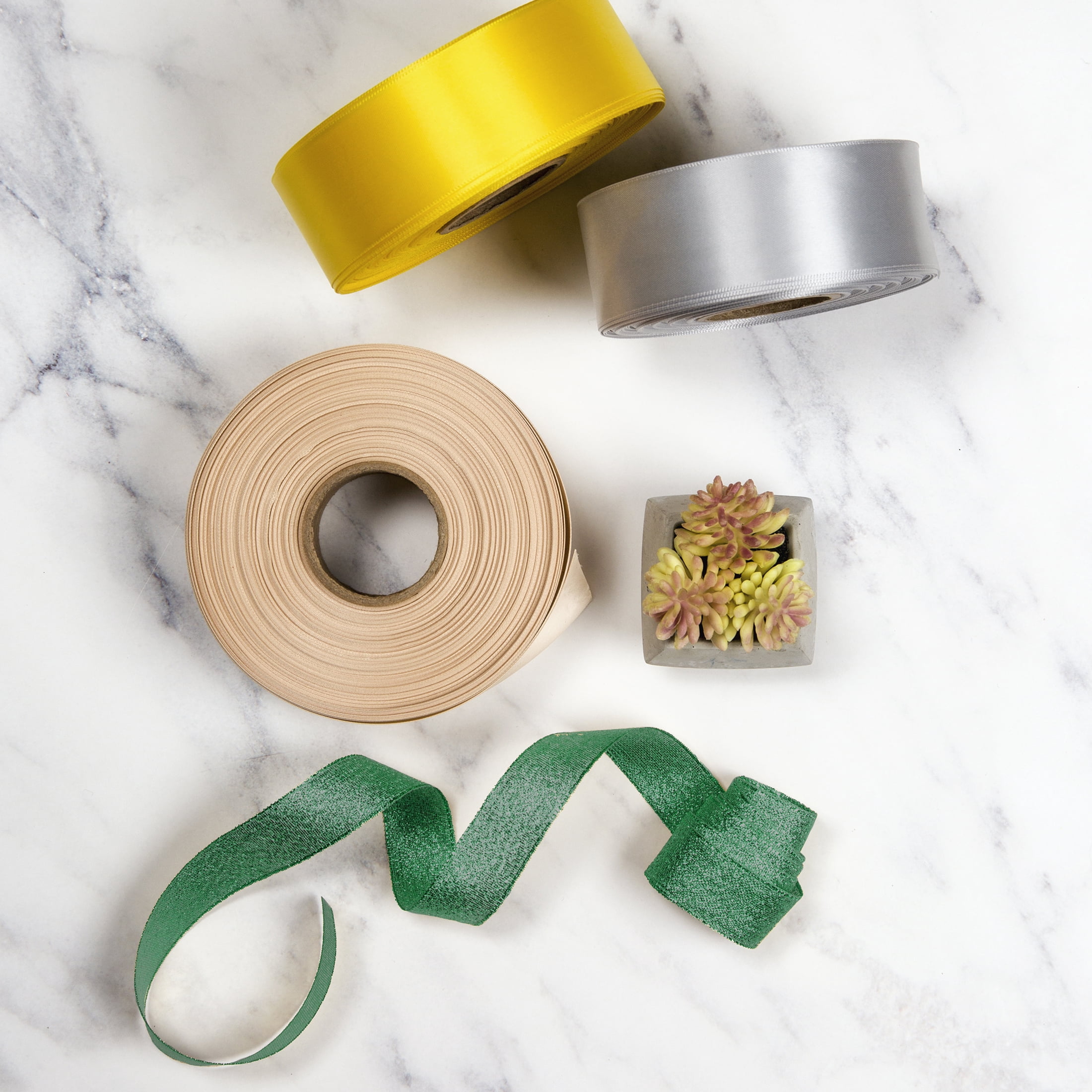 (3 pack) Offray Ribbon, Emerald Green 7/8 inch Galena Metallic Ribbon, 9 feet