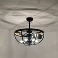 thumbnail image 3 of Warehouse of Tiffany Adeline 26 Inch Imitation Wood Grain Matte Black Finish Ceiling Lighted Fandelier with Remote, 3 of 5