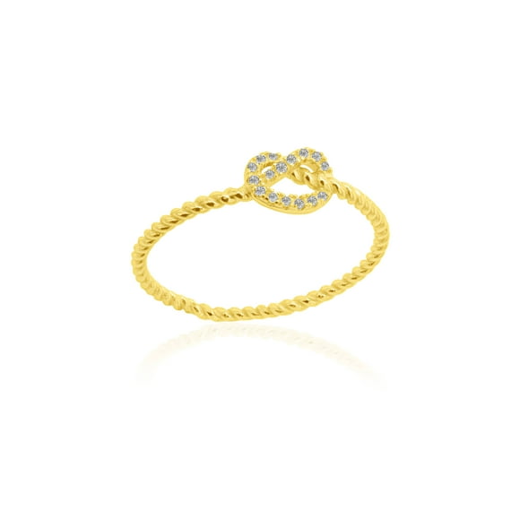 Mercie Sterling Silver Gold Vermeil Gold Twisted Knot Ring, Size 8 Dainty Cubic Zirconia Jewellery for Women