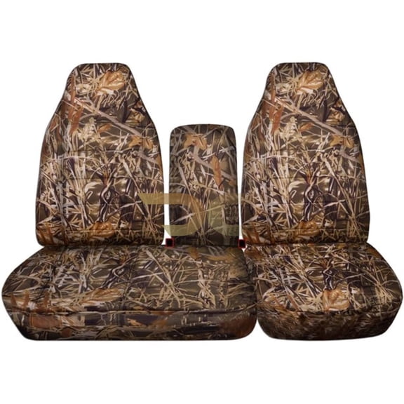 Fits 2001-2003 Ford F-150 Camo Seat Covers 40/60 Bench Molded Headrests,Two Cup Holders:Wetland