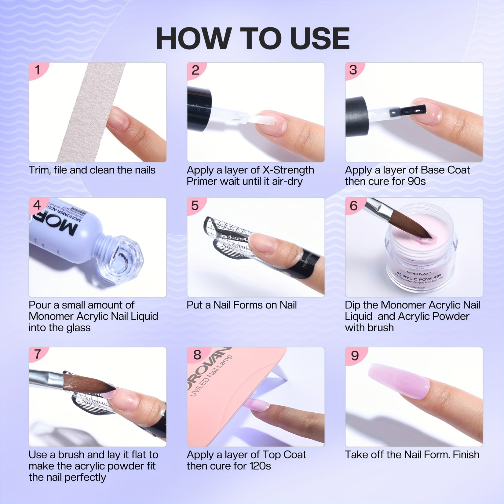 Morovan Acrylic Liquid Monomer 4 OZ:Acrylic Nail Liquid Monomer for Acrylic Powder with Acrylic Brush for Beginners DIY at Home Non-Yellowing
