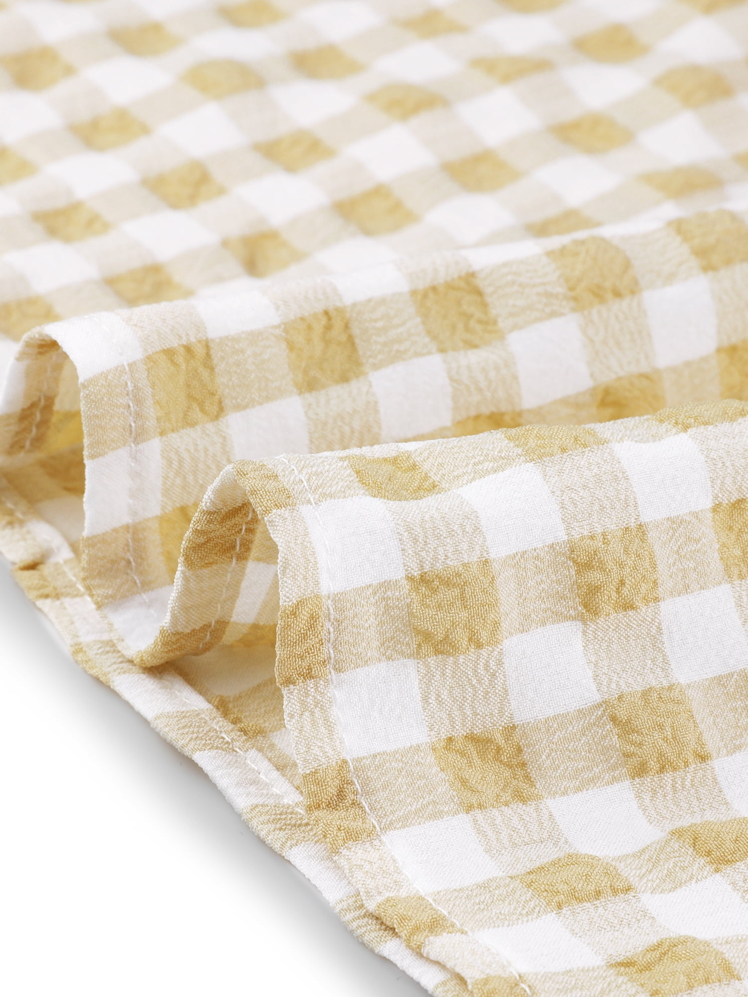 DARING DIVA Puff Sleeve Square Neck Gingham Dress L Light Yellow
