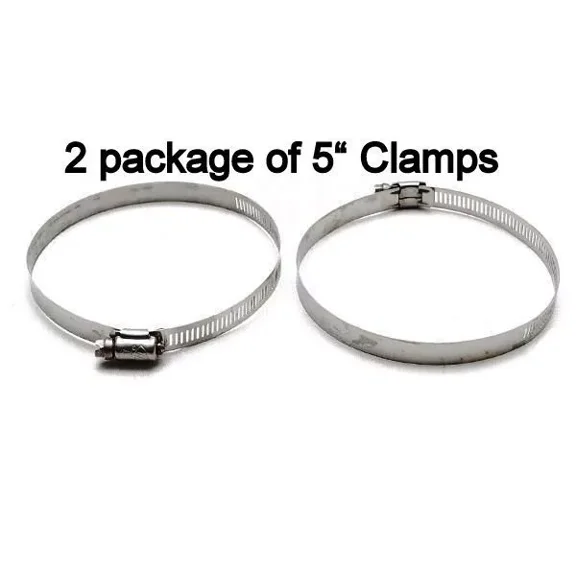 Lot Two 5'' Stainless Steel Hose Pipe Adjustable Screw Bolt Clamps Ties Wrap New
