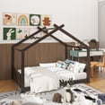 thumbnail image 2 of Full House Floor Bed with Support Slats, Solid Wood House Bed Frame for Kids, No Box Spring Needed and Opening Constructure, Espresso, 2 of 11