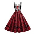 thumbnail image 3 of Vestido informal sin mangas con estampado sangriento de Halloween para mujer, vestido sexy para fiesta, trabajo, estilo gótico, con cuello redondo, 3 of 5