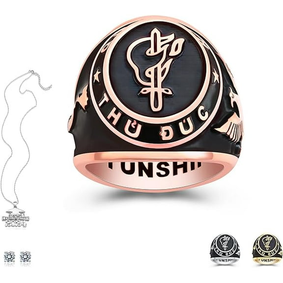 Custom Class Rings Fully Personalized Class Rings for Women Gold Plated Class Rings 925 Sterling Silver Rings Women's Class Rings Class Rings for Women High School Size 5-15 College Rings for Women