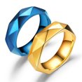 thumbnail image 2 of Stainless Steel Diamond Cut Ring Blue Jewelry For Men And Women Sizes 6 7 8 9 10 11 12 Durable Everyday Wear Accessory, 2 of 7