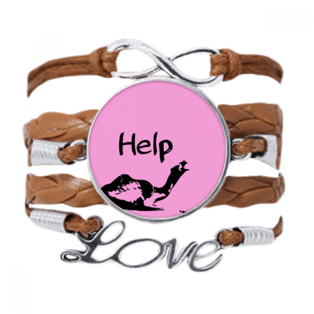 Los animales moribundos piden ayuda. Pulsera de cuero Negro trenzado pulsera de cuerda de amor Unbranded M