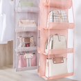 thumbnail image 4 of 2pcs 8 Pockets Hanging Purse Handbag Organizer Clear Hanging Shelf Bag Collection Storage (Pink*2), 4 of 7
