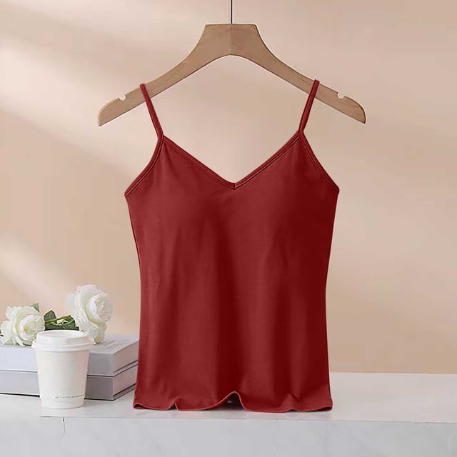 Blusa de poliéster para mujer, de moda, informal, de color liso, con tirantes, almohadillas para el pecho y la espalda, chalecos y tops moldeadores.