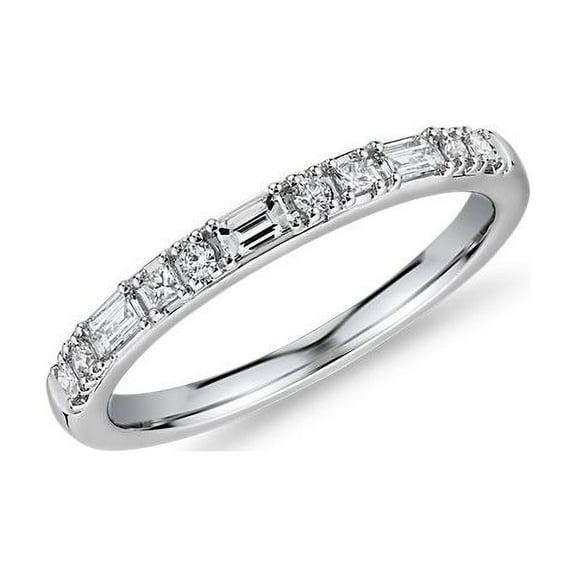 0.50 Carat Beautiful VS1 Baguette Cut Natural Diamond Eternity Band for Wedding Solid 950 Platinum Size 7