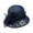 navy blue, variant on Yarn Dot Flower Decors Bucket Hat Camping Anti-Uv Fisherman Hats for Elder Ladies Wide Brim Sunproof Hats