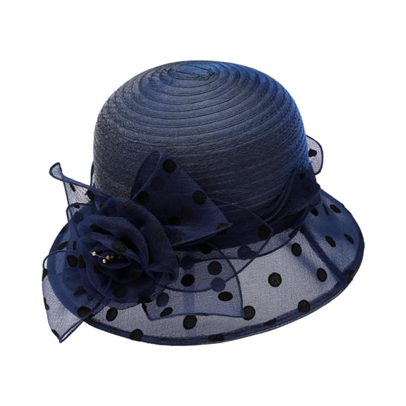 Yarn Dot Flower Decors Bucket Hat Camping Anti-Uv Fisherman Hats for Elder Ladies Wide Brim Sunproof Hats