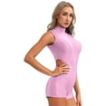 thumbnail image 4 of Womens Stretch Short Jumpsuit with Zipper Sleeveless Tight Bodysuit Swimsuit Slim Fit Rompers for Lady Fitness Exercise Workout, 4 of 7