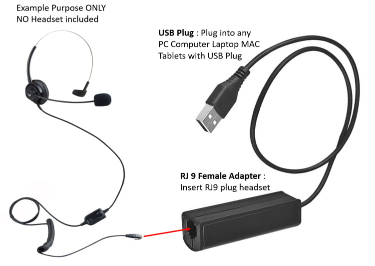 USB Plug to RJ9 Adapter For Headset with Computer PC Laptop Avaya Nortel Yealink Cisco VIOP POE IP Telephone Skype Video Phone -