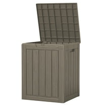 Patio Casual 28 Gallon Lockable Resin Deck Box, Waterproof & Outdoor Storage Box for Outdoor Cushion Storage and Outdoor Delivery Storage, Stylish Outdoor Bench,Light coffee