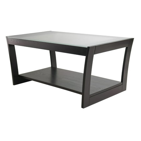 Winsome Wood Radius Coffee Table w/ Frosted Glass & Curved Legs in Dark Espresso