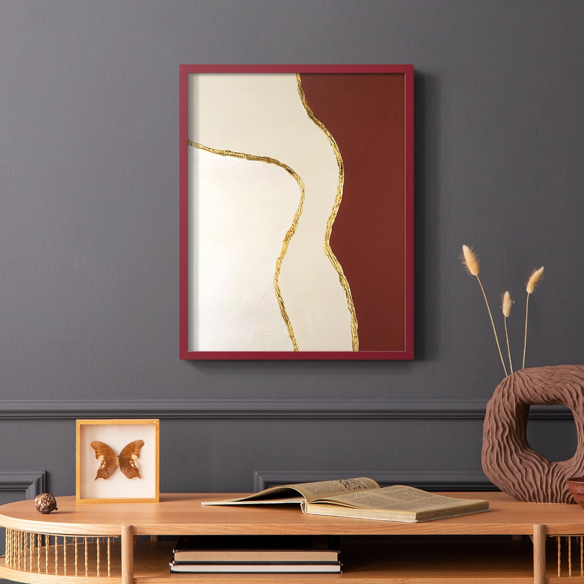 Allspice II Framed Print in Red Solid Wood Framed Print No Nail Hanging
