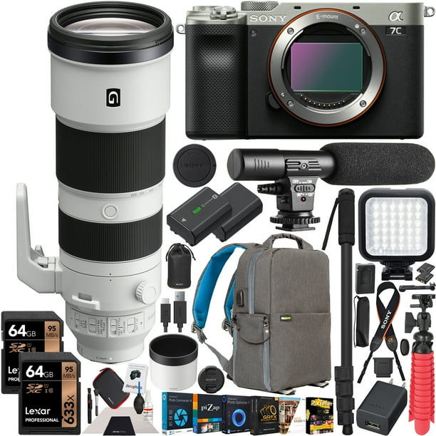 Sony c Mirrorless Full Frame Camera Body With Fe 0 600mm F5 6 6 3 G Oss Super Telephoto Zoom Lens Sel0600g Silver Ilce7c S Bundle W Deco Gear Photography Backpack Case Software Accessories Walmart Com