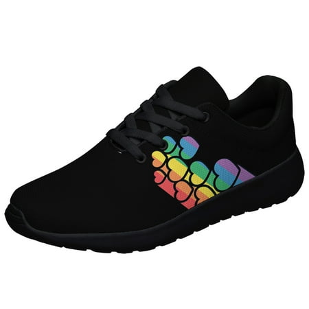 

Unisex Fashion Rainbow Shoes LGBT Sneakers for Men Women Lightweight Breathable Running Walking Shoes Black Size 11