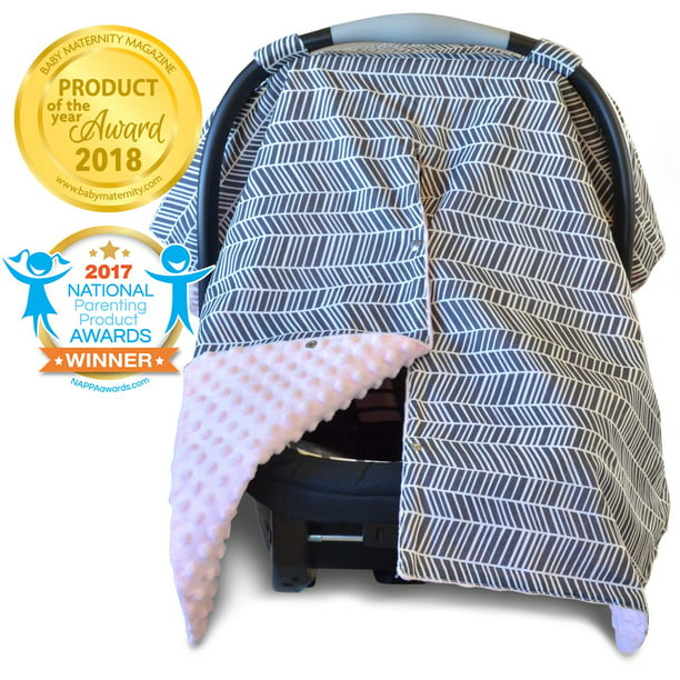 Kids N Such 2 In 1 Car Seat Canopy Cover With Kaboo Opening Large Cat For Infant Cats Best Baby Girls Use As A Nursing Herringbone - Best Infant Car Seat Canopy Cover