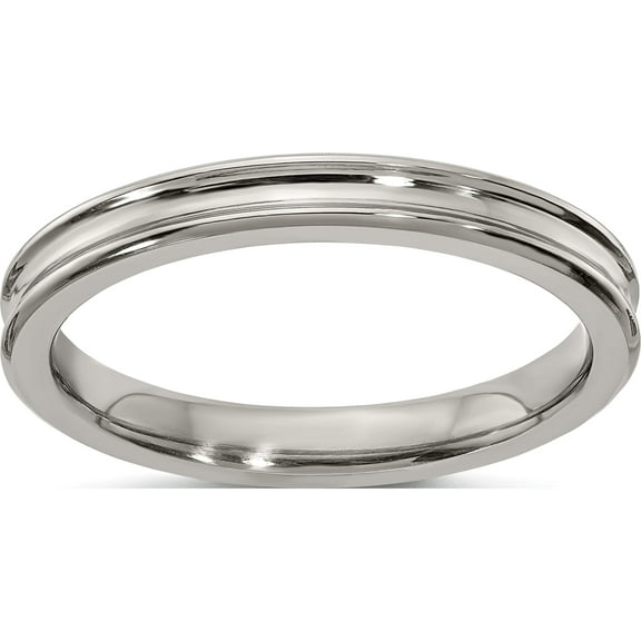Titanium/Silver Two-Tone Edward Mirell Gray Ti Polished Concave 3mm Band (Size 5) Made In United States emr364-3mm-5