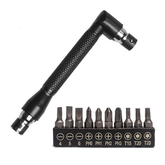 L-shaped 1/4 Hex Socket Wrench Screwdriver Bit Tool Set for Home Garage Hexagonal Screwdriver Bit Wrench with 10Pcs Bits