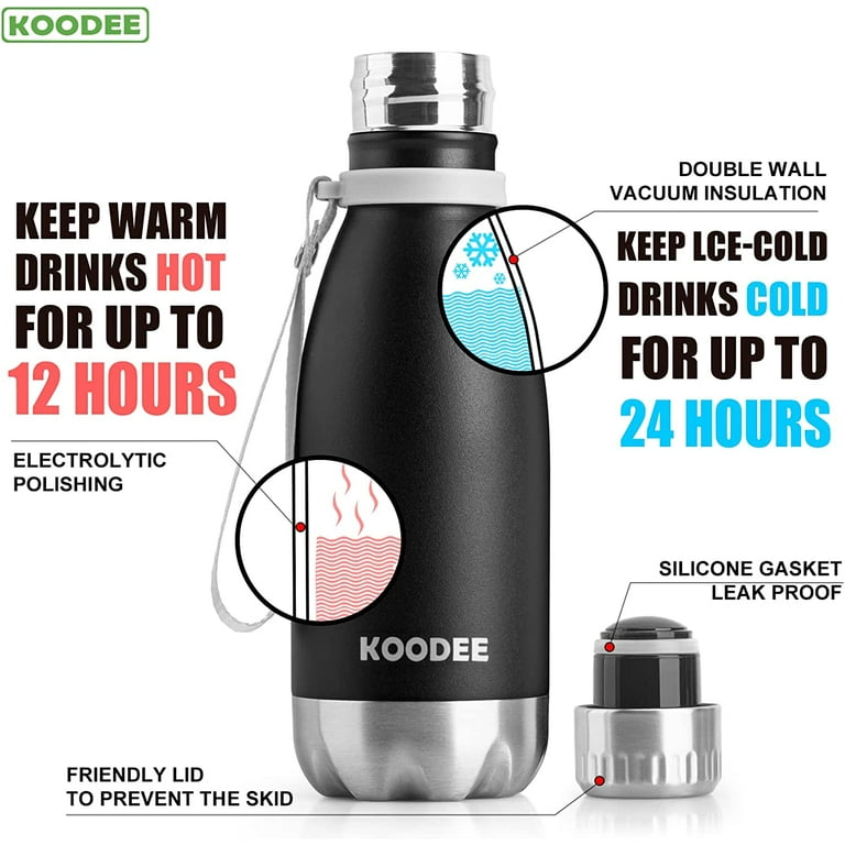 koodee Kids Water Bottle 2 Pack 12 oz Stainless Steel Double Wall Vacuum  Insulated Water Bottle for School, Cola Shape Leak Proof Sports Flask