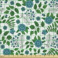 thumbnail image 2 of Ambesonne Floral Fabric by the Yard Microfiber, Summer Designed Flower Print, 3 Yards, White Aqua Green, 2 of 2