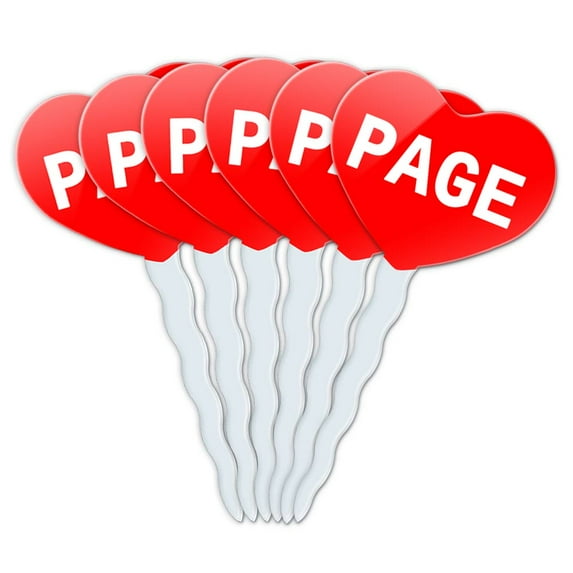 Page Heart Love Cupcake Picks Toppers - Set of 6