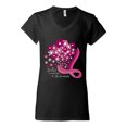 thumbnail image 2 of Wild Bobby Breast Cancer Awareness Flowers Breast Cancer Awareness Women Standard V-Neck Tee, Black, Small, 2 of 6
