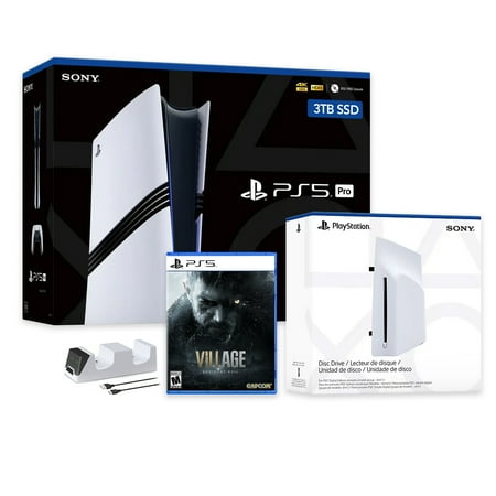 PlayStation 5 Pro 3TB SSD Console with Disc Drive Wireless Controller and Charger Resident Evil Village - CFI-7019 PS5 Pro