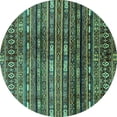 thumbnail image 1 of Ahgly Company Indoor Round Abstract Turquoise Blue Modern Area Rugs, 5' Round, 1 of 4