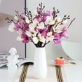 thumbnail image 2 of XmhyTop 6 piezas de magnolia artificial, 17 "flores rosas, ramas de eucalipto falsas para ramo de boda, decoración del hogar de primavera (púrpura), 2 of 2