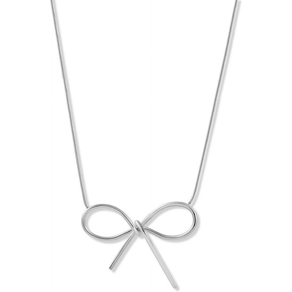 Bow Tie Pendant Necklace, White Gold Statement Ribbon Charm Necklace - Packaged In Jewelry Box[Z4789]