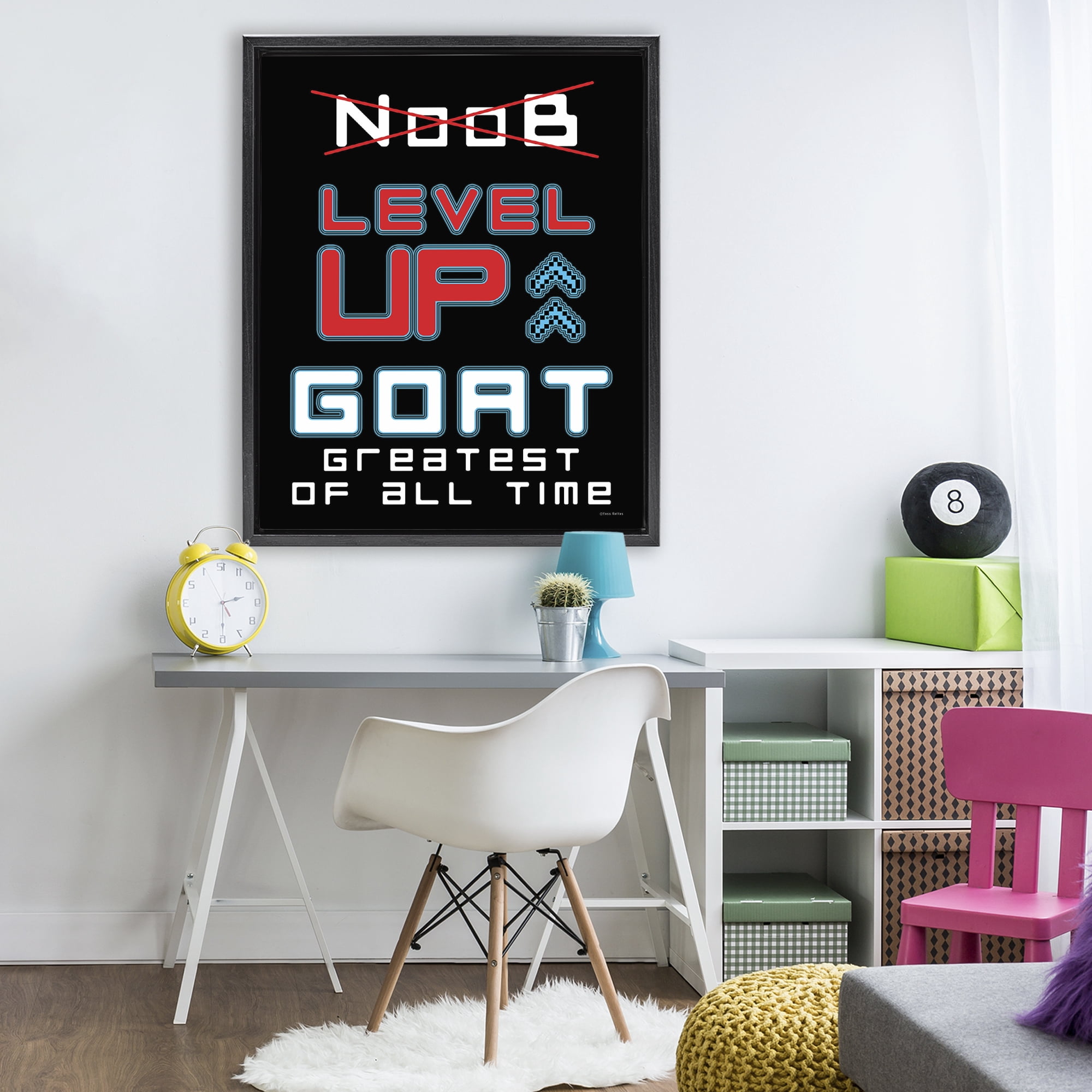 Stupell Industries Greatest Of All Time Gamer Black Framed Floater Canvas Wall Art, design by Yass Naffas Designs