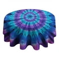 thumbnail image 4 of Blue Purple Tie Dye Pattern Round Tablecloth 60"x60",Wrinkle Wipeable Table Cloth for Kitchen Dining Room Picnic Patio Party, 4 of 6