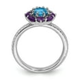 thumbnail image 2 of 925 Sterling Silver Stackable Expressions Amethyst and Blue Topaz Ring Size: 8; for Adults and Teens; for Women and Men, 2 of 5