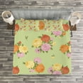 thumbnail image 3 of Ambesonne Shabby Flora Quilted Bedspread Set 3 Pcs, Vintage Flower Rose, King Size, Pale Green Pale Pink, 3 of 3