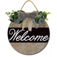 thumbnail image 1 of Eveokoki 11" Welcome Round Sign for Front Door Porch Farmhouse Wreaths Hanging Wooden Sign Wall Decor for Home Christmas Decoration Housewarming Gift, 1 of 5