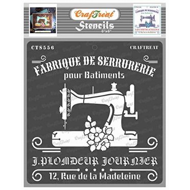 CrafTreat Sewing Stencils for Painting on Wood, Canvas, Paper, Fabric, Floor, Wall and Tile - Fabrique - 6x6 Inches - Reusable DIY Art and Craft Stencils for Home Decor - Fashion Stencils