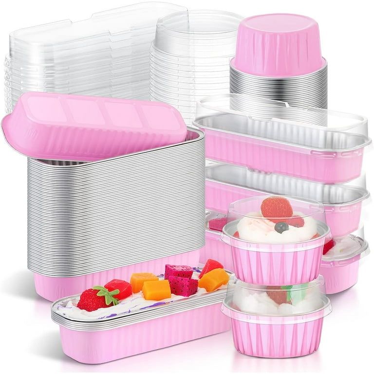 50-pack aluminum foil mini loaf pans with lids for baking muffins