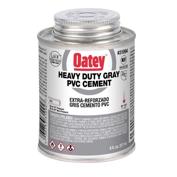 Oatey PVC Cement,8 oz.,Gray 31094